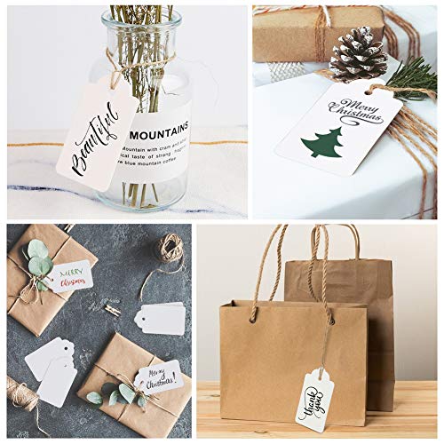 HAKACC Kraftpapier Anhänger, 200 STK. Geschenkanhänger Weiß Etiketten Kraftpapier Anhänger mit Schnur Wunschkarten für Hochzeit Weihnachten