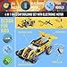PinSpace Race Car Building Set with Electronic Motor, 4 in 1 Electric Truck Building Toy, 216 Pieces Kids DIY Engineering Kit, Street Sweeper, Gripping Pliers, Basketball Stand Building Blocks Set
