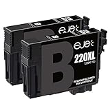 E-jet Remanufactured Epson 220 220XL ink cartridge for Epson WF-2760, WF-2750, WF-2630, WF-2650, WF-2660, XP-320 XP-424 XP-420 Printer (2 Black)