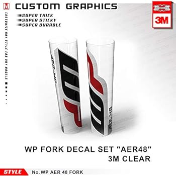 Kungfu Graphics WP AER48 Stock Factory 3M Fork Tube Decal Set for KTM Dirt Bike from 125cc, Clear Background