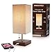 MissionMax Modern Brown Small Table Lamp w USB Quick Charging Port, Great for LED Bedside, Desk, Bedroom, and Nightstand Lamps or Other Table Lights