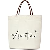 mermermu Canvas Tote Bag for Women, Birthday Gifts, Aesthetic Reusable Grocery Shopping Bags With Leather Handles