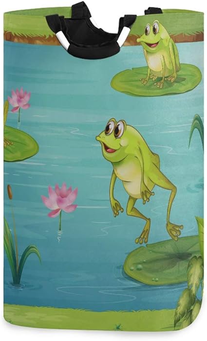 Cesto de ropa al aire libre Tres ranas que viven en el estanque Cesta
