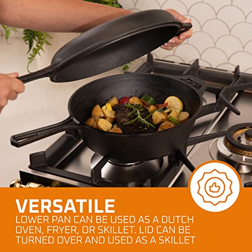 Bruntmor Cast Iron Skillet Cast Iron Pots and Pan Sets 3 Quart Pre