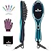 Ionic Hair Straightener Floating Brush for Silky Frizz Free Hair, Flexible Floating Massage Head Designed Anti-Scald Ceramic Straightening Hair Brush Comb + 4 Bonus Included (Mirror Blue)