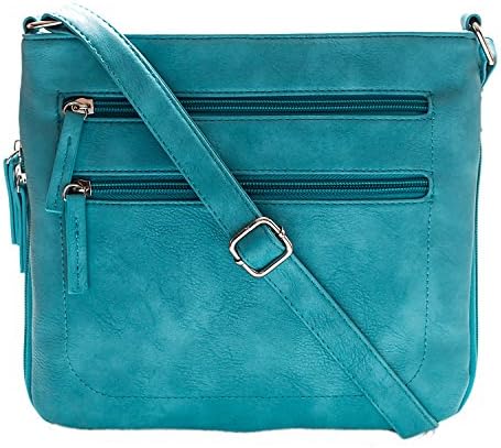 ASHLIE ROSE Women's Expandable Multi-Pocket, Adjustable Strap Crossbody Bag for Work, Leisure, Travel - Turquoise