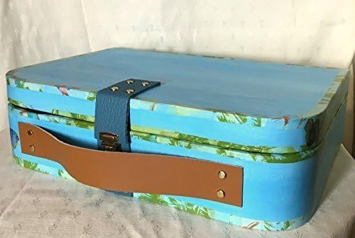 Idea of original and personalized gift: suitcase vintage in boarding hand made - jewelry box - limps with seam - storage box cardboard