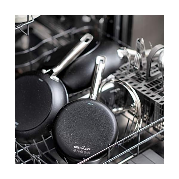 GreenChef-Milk-Pan-with-2-Spouts-Non-Stick-Aluminium-Cookware-Induction-Oven-Safe-Pot-16-cm16-Litre GreenChef Berlin Rocks Non-Stick 16 cm/1.6 Litre Milk Pan, PFAS Free, Black