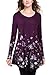 BAISHENGGT Women's Flared Comfy Loose Fit Tunic Top Large T06 Purple Floral