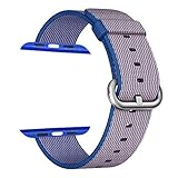 MXY Apple Watch Band, 2016 Fine Woven Nylon Strap Replacement Wrist Classic Bracelet (38MM-Royal Blue)