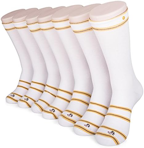 ZOM Unisex Classic Dress Socks with No-Loss Snap,7 Pair for All Week Use-Smooth Knee High-White