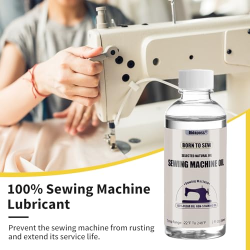 2FL.OZ. Sewing Machine Oil with Oil Applicator and 4 Type Sewing Machine Cleaning Brushes, Fine Light Machine Oil for Lubrication of All Sewing Machine Moving Parts