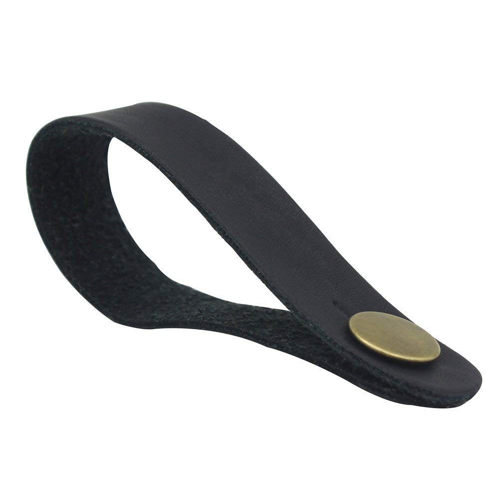 PPX Black Leather Acoustic Guitar Headstock Neck Loop Hook Button Attachment Genuine Leather Acoustic Guitar Strap Button 2 Pieces