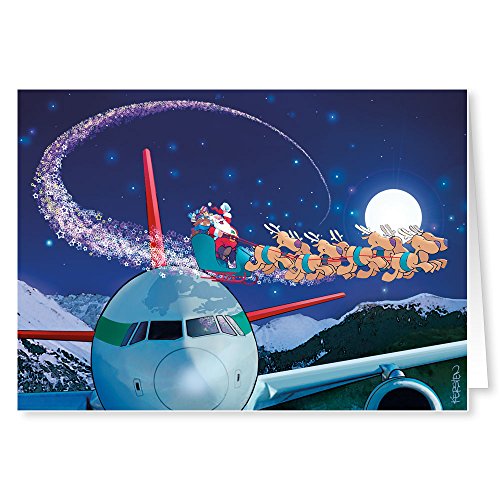 Airplane Theme Christmas Card 18 Cards & Envelopes
