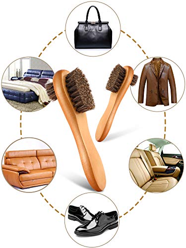 Youngjoy 4 Pieces Horsehair Shine Shoes Brush kit Polish Dauber Applicators (D)