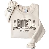 NAZENTI Personalized Embroidered Grandma Sweatshirt with Kids Name On Sleeve, Mom Gifts for Mothers Day Christmas Birthday