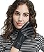LETHMIK Winter Driving Leather Gloves Womens Touchscreen Texting Fleece Lined with Rivet Cuff Black-M
