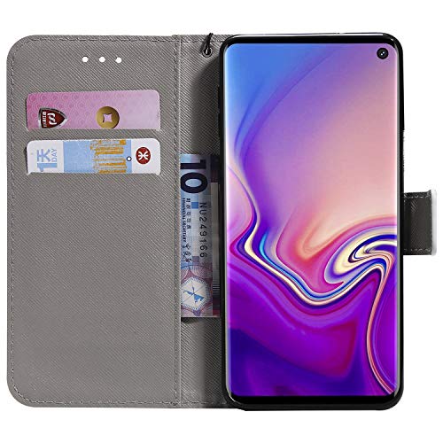 Funyye Magnetic Flip Case for Samsung Galaxy S10,Elegant 3D Purple Butterfly Fantasy Painted Design Folio Wallet Pocket with Stand Credit Card Holder Slots Soft Silicone Leather Case for Samsung S10
