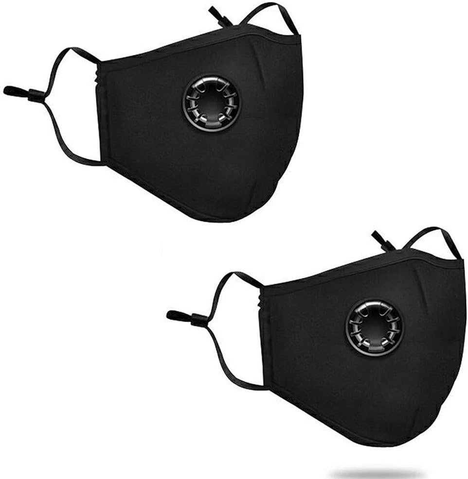 Yamde 2Pcs Dust Respirator N95 N99 Breathing Anti Pollution Mask For Men & Women - Reuseable Washable Air Pollution Travel Mask with 4 Activated Carbon Filters, by Velvet fabric (Black)