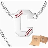 QINJIEJIE Baseball Necklace Drip Initial J Letter Necklaces Sports Accessories Charm Pendant Stainless Steel Silver Baseball Chain 22inch Personalized Gifts Valentines Day Gifts for Him