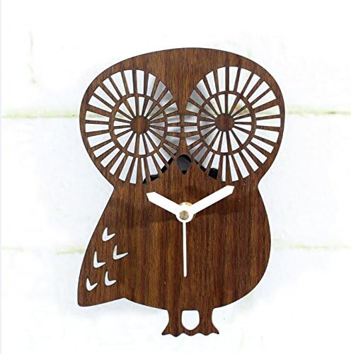 Symbol of good luck Owl Wall Clock Imitation Wood Wall Clock Mute Sweep The Stopwatch Wall Clock Forest Animal Style,Gold,32X30CM