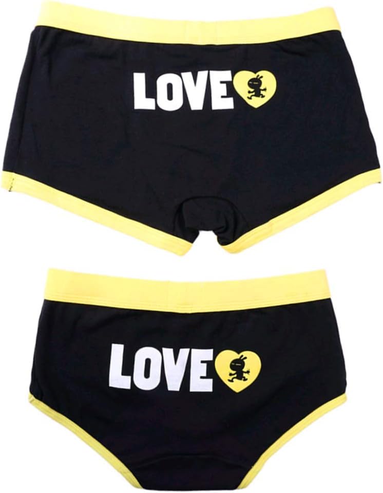 JIEYA Couple Lovers Underwear Love Printed Briefs Tanga His & Hers, Pack of 2