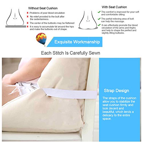 Foerteng Chair Seat Cushion Pads With Ties ,Thermal Seat Cushion Office Waist Support Computer Chair Integrated Pillow Cushion (Beige, With 4 concaves) - Thumbnail 4
