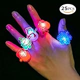 BUDI 25-Pcs Christmas Gifts Light Up Toys LED Finger Lights Rings Party Favors Lights for Kids and Adults Assorted Styles Xmas Stocking Stuffers
