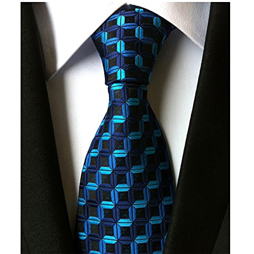 Jeatonge Lot 6 Pcs Mens Ties and 3 Free Tie Clips, Men's Classic Tie Necktie Woven Jacquard Neck Ties Gift box packing (Style 20)