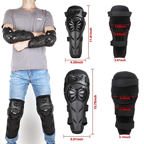 4Pcs Motorcycle Knee Elbow Pads Protection Motocross Racing Knee Shin Guards Protective Gear for Adults