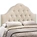 Modway Sovereign Tufted Button Linen Fabric Upholstered Queen Headboard in Ivory