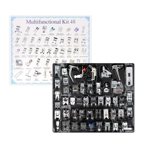 48Pcs Sewing Presser Foot Set, Presser Feet Kit Accessories for Industrial & Domestic Sewing Machines