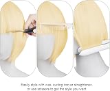 Aomig 3 Pack Short White Gold Bob Wigs Set with 2 Caps Neon Cosplay view 5
