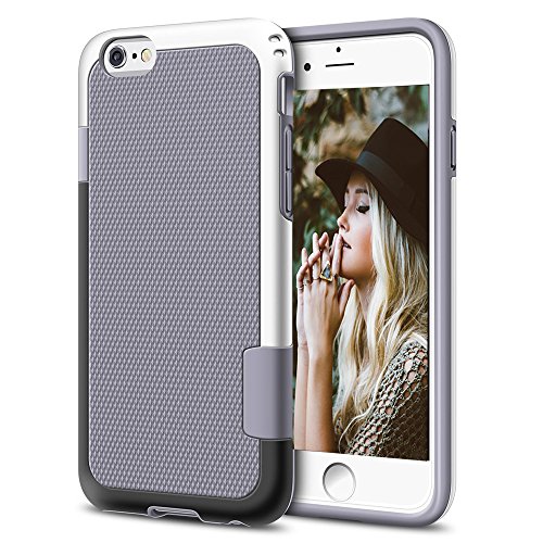 iPhone 6 Case, iPhone 6S Case, EXSEK Hybrid Impact Ultra Slim 3 Color Dual Layer Shockproof [Anti-Slip] Scratch Resistant Soft Gel Bumper Rugged Case for iPhone 6/6S 4.7 Inch (Grey)