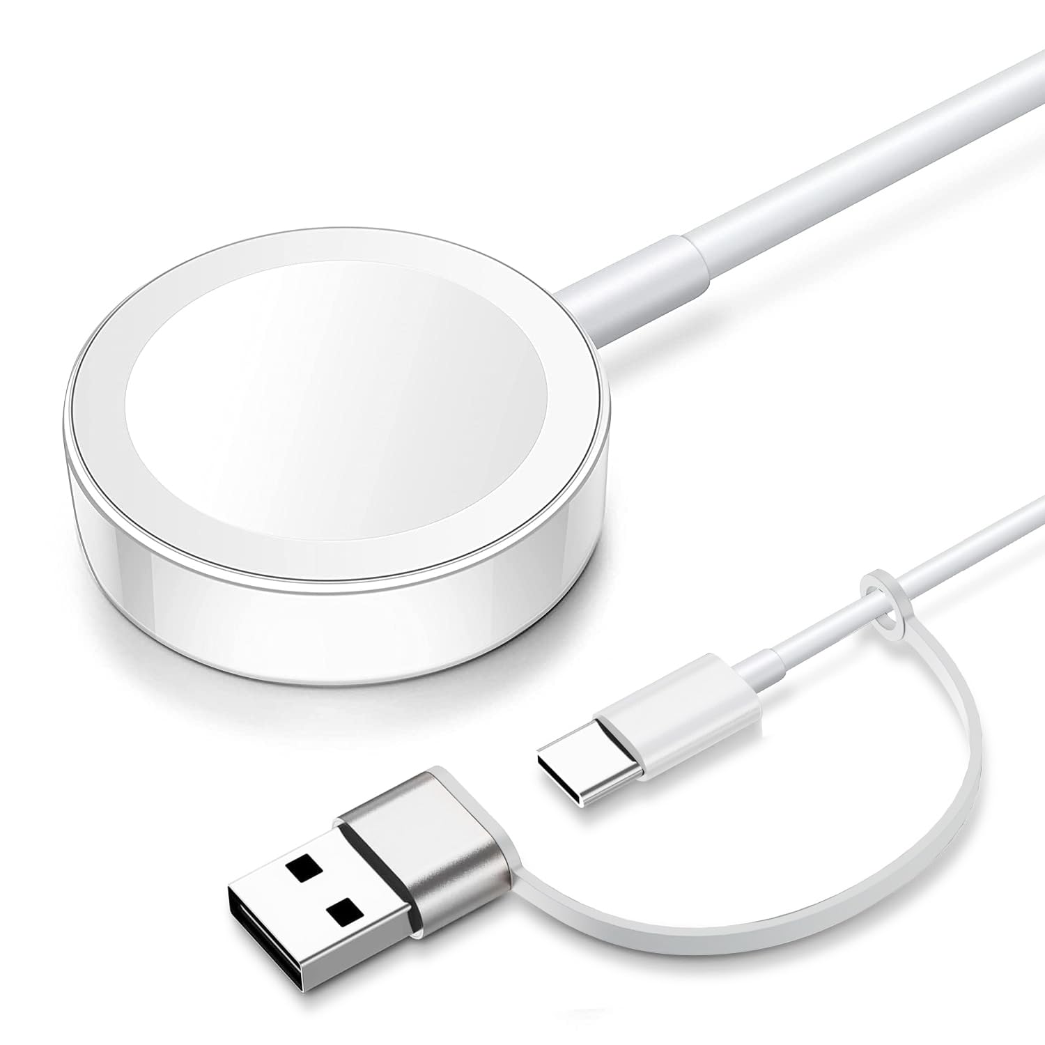Photo 1 of 2026 Upgraded for Apple Watch Magnetic Fast Charger Cable, iWatch Charging Cord with USB-C to USB-A Adapter 2 in 1, Compatible with Apple Watch Ultra/SE/Series 11/10/9/8/7/6/5/4/3/2, 3.3ft White