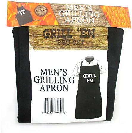 1 Mens Grilling Apron Grill Em Cooking BBQ Chef Kitchen Cook Barbecue One Size
