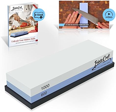 Premium Knife Sharpening Stone Coarse - Fine 600/1000 Grit Combination | Precious Stone for Chef | Knife Chisel Scissor Whetstone Sharpener