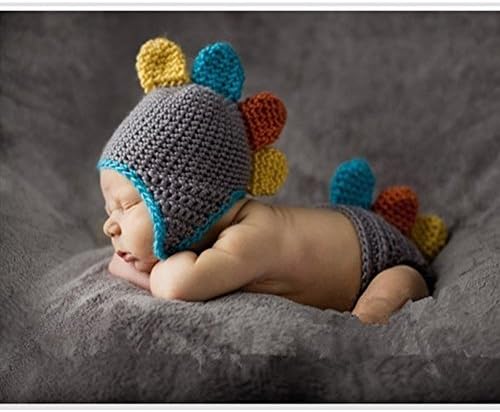 Zonegear Infant Photography Prop Set Newborn Knit Crochet Dragon Outfit for Baby (0-1month)