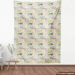 Lunarable Easter Fabric by The Yard, Memphis Style