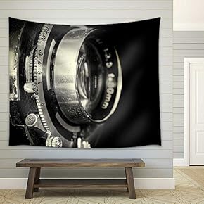 Vintage Camera Lens Closeup - Fabric Wall Tapestry Home Decor - 51x60 inches