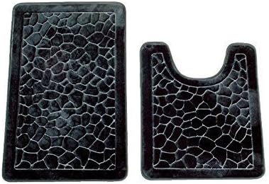 2pc Black Cobblestone Memory Foam Bath Mat