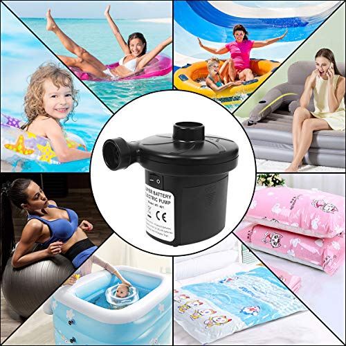 sanipoe Battery Powered Air Mattress Pump, Electric Quick-Fill Blower Portable Inflator Deflator for Inflatables Raft Bed Boat Pool Toy, Black - Thumbnail 6