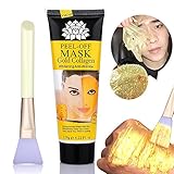 24k Gold Mask Collagen Peel off Face Mask Bysiter Blackhead Remover Facial Mask mud Whitening Anti Wrinkle Skin Care Face Lifting Firming Moisturize with Mask Brush 4.22 oz (120g)