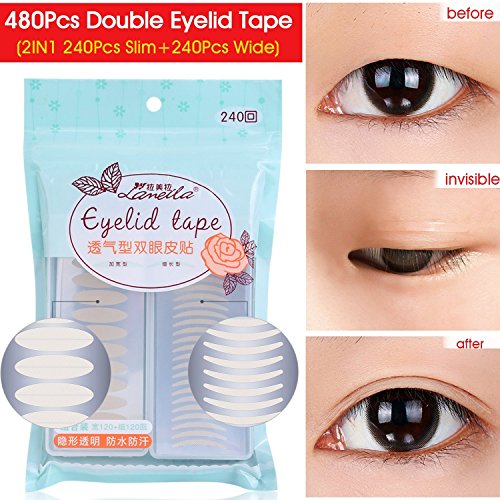540PCS/270Pairs Invisible Single Side Fiber Double Eyelid Tape Stickers Perfect for Hooded, Droopy, Uneven, small eyes…