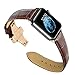 iStrap Alligator Grain Calf Leather Watch Band fit Apple iWatch 42mm Model Brown Deployment Clasp