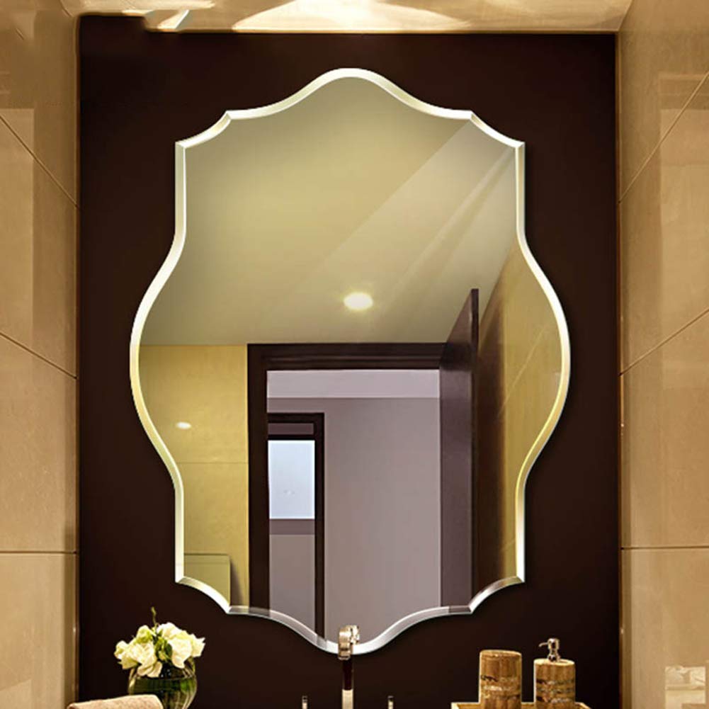 Beveled Scalloped Edge Rectangular Wall Mirror Bevel Curved