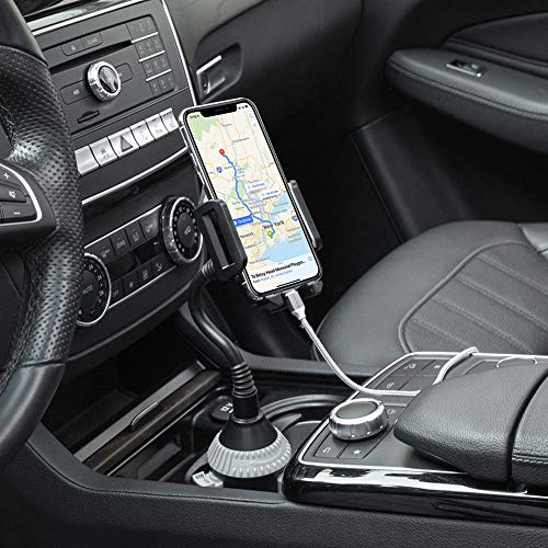 MOTOBA Gooseneck Cup Holder Phone Mount, Adjustable Car Phone Cup Holder for iPhone 11 Pro/XR/XS Max/X/8/7 Plus/6s/Samsung S10+/Note 9/S8 Plus/S7 Edge (Gray)