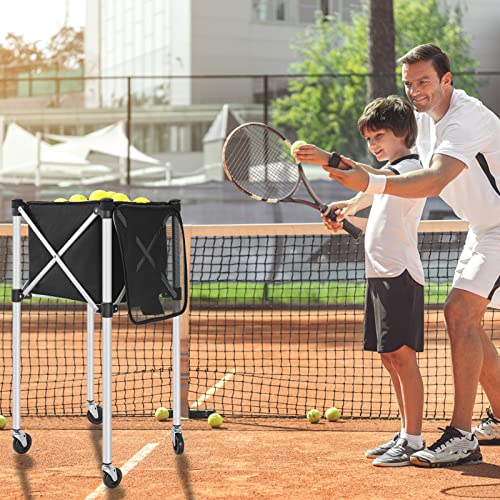 AKOZLIN Tennis Ball Hopper with Wheels Holds 150 Balls Tennis Ball Cart