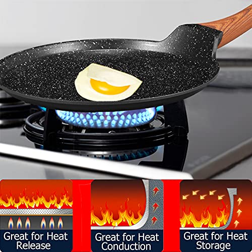 Aoorun Nonstick Crepe Pan Induction Stove, 10 Inch Dosa Tawa Omelette
