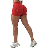 CHANGEZOE Women Scrunch Shorts with Pockets Crossover High Waist Sculpting Booty Lifting Workout Tight Athletic Gym Bottoms